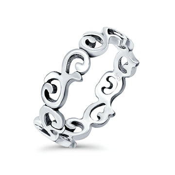 Vines Oxidized Band Solid 925 Sterling Silver Thumb Ring (6mm)